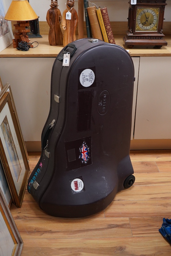 A cased Besson Sovereign tuba, together with three mouthpieces; an Alliance H2, and two by Denis Wick, London